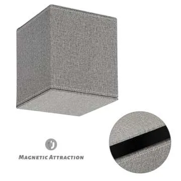 Sumnacon Square Linen Tissue Box Cover - Stylish Cube Tissue Box Holder with Magnetic Bottom, Decorative Tissue Box for Vanity Toilet Dresser Night Stand Table Countertop Home Office Car, Grey