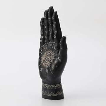 Elegant Mystic Palmistry Hamsa Hand Resin Sculpture