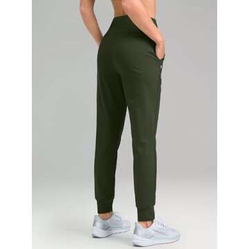 G Gradual Women's Fleece Lined Joggers High Waisted Water Resistant Thermal Hiking Pants Cold Weather Sweatpants with Pockets(Olive,M)