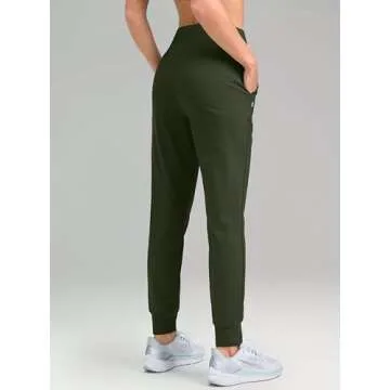 G Gradual Women's Fleece Lined Joggers High Waisted Water Resistant Thermal Hiking Pants Cold Weather Sweatpants with Pockets(Olive,M)