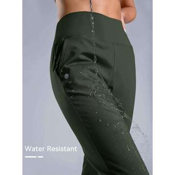 G Gradual Women's Fleece Lined Joggers High Waisted Water Resistant Thermal Hiking Pants Cold Weather Sweatpants with Pockets(Olive,M)