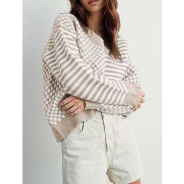 Stylish UNCLECAT Women's Striped Sweater Soft Cozy Warm
