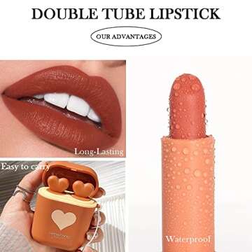 evpct 2Pcs Silky Velvet Matte Lipstick Set for Women