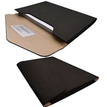 Enyuwlcm PU Leather A4 File Folder Document Holder Waterproof Portfolio Envelope Folder Case with Invisible Magnetic Closure Black