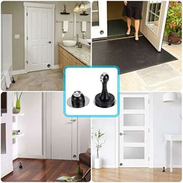 Sumnacon Magnetic Door Stopper, Heavy Duty Stainless Steel Door Stop Holder Come with 4 Pcs 3M Doubl...