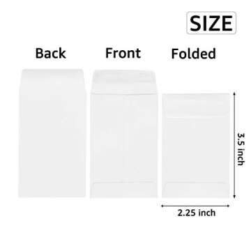 100 Pack White Small Coin Envelopes Self-Adhesive Kraft Paper Seed Envelopes Mini Parts Small Items ...