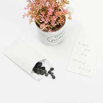 100 Pack White Small Coin Envelopes Self-Adhesive Kraft Paper Seed Envelopes Mini Parts Small Items Stamps Storage Packets Envelopes for Garden, Office or Wedding Gift (2.25"×3.5")