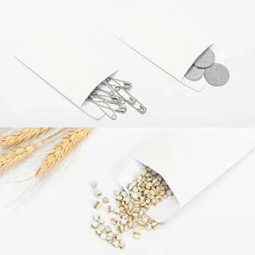 100 Pack White Small Coin Envelopes Self-Adhesive Kraft Paper Seed Envelopes Mini Parts Small Items Stamps Storage Packets Envelopes for Garden, Office or Wedding Gift (2.25"×3.5")