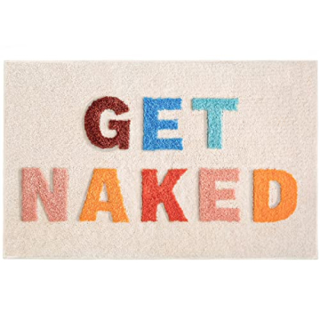 UIOIU Get Naked Cute Bathroom Rugs Pink Bath Mat for Bathroom Decor Funny, Non Slip Thick Microfiber...