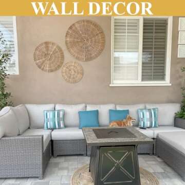 KOLWOVEN 29 Inch Wicker Wall Decor, Set of 3 Wall Basket Decor Diameter 29",23",18",Woven Wall Decor, Boho Wall Decor, Wall Decor Above Bed for Bedroom, Living Room or Dining Room