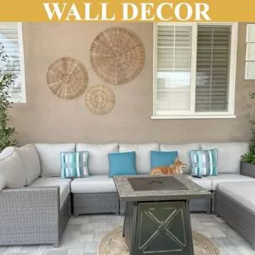 KOLWOVEN 29 Inch Wicker Wall Decor, Set of 3 Wall Basket Decor Diameter 29",23",18",Woven Wall Decor, Boho Wall Decor, Wall Decor Above Bed for Bedroom, Living Room or Dining Room