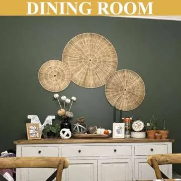 KOLWOVEN 29 Inch Wicker Wall Decor, Set of 3 Wall Basket Decor Diameter 29",23",18",Woven Wall Decor, Boho Wall Decor, Wall Decor Above Bed for Bedroom, Living Room or Dining Room