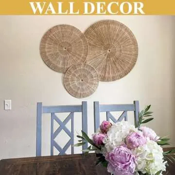 KOLWOVEN 29 Inch Wicker Wall Decor, Set of 3 Wall Basket Decor Diameter 29",23",18",Woven Wall Decor, Boho Wall Decor, Wall Decor Above Bed for Bedroom, Living Room or Dining Room