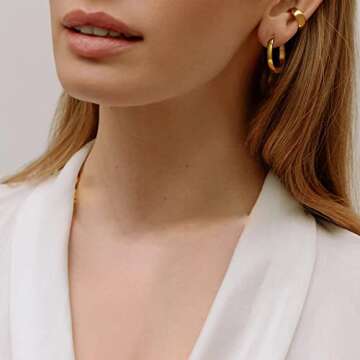 Shop EXGOX Wide Silver Hoop Earrings Hypoallergenic Design