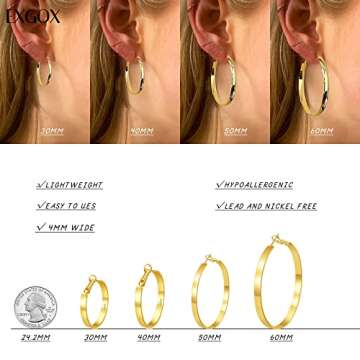 Shop EXGOX Wide Silver Hoop Earrings Hypoallergenic Design