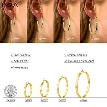 Shop EXGOX Wide Silver Hoop Earrings Hypoallergenic Design