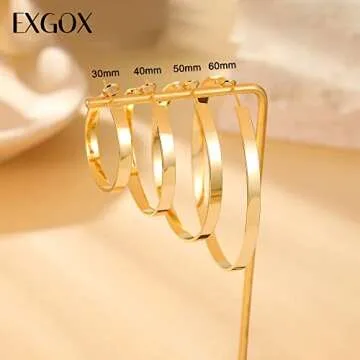 Shop EXGOX Wide Silver Hoop Earrings Hypoallergenic Design