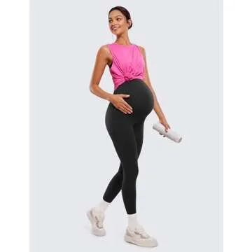 CRZ YOGA Womens Butterluxe Maternity Leggings Over The Belly 28" - Workout Activewear Yoga Pregnancy Pants Buttery Soft Black Medium