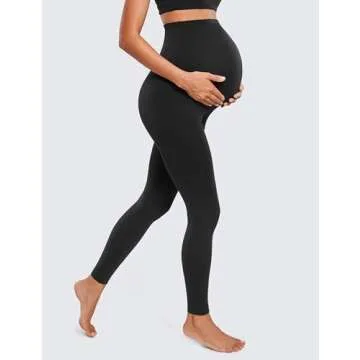 CRZ YOGA Womens Butterluxe Maternity Leggings Over The Belly 28" - Workout Activewear Yoga Pregnancy Pants Buttery Soft Black Medium