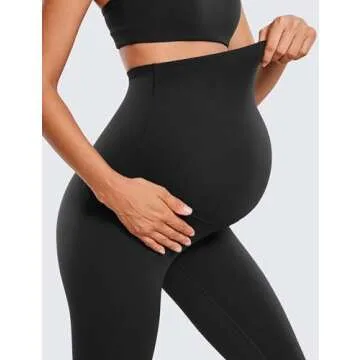 CRZ YOGA Womens Butterluxe Maternity Leggings Over The Belly 28" - Workout Activewear Yoga Pregnancy Pants Buttery Soft Black Medium