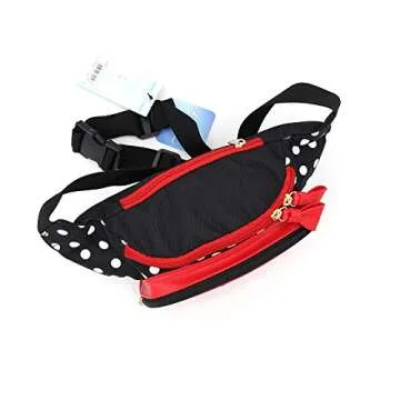 Minnie Ribbon Travel Bow Fanny Pack Crossbody Chest Waist Bum Sling Hip Belt Weekender Bag Cute Mouse Ear Faux Leather Purse Accessories Gift for Women Adult, Officially Licensed (Large)