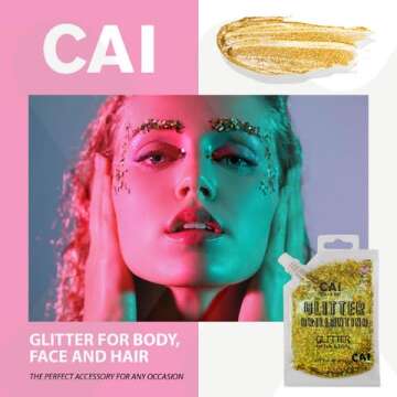 Body Glitter Gel for Face, Body & Hair - Chunky Iridescent Glitter (3 oz)