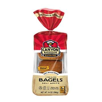 Canyon Bakehouse Deli White Bagels, Gluten Free Bagels, 100% Whole Grain, Fresh, 4 Count
