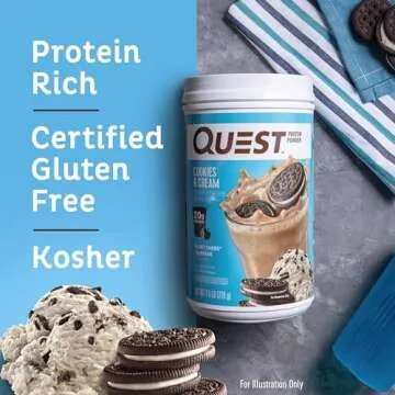 Quest Nutrition Cookies & Cream Protein Powder, 20g Protein, 1g Sugar, Low Carb, Gluten Free, 1.6 Pound, 24 Servings