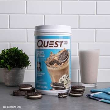 Quest Nutrition Cookies & Cream Protein Powder, 20g Protein, 1g Sugar, Low Carb, Gluten Free, 1.6 Pound, 24 Servings