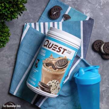 Quest Nutrition Cookies & Cream Protein Powder, 20g Protein, 1g Sugar, Low Carb, Gluten Free, 1.6 Pound, 24 Servings