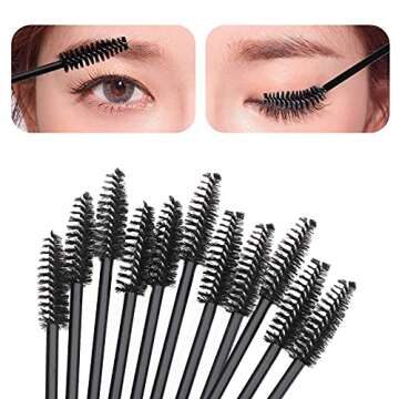 Tbestmax 400 Spoolies Mascara Wand and Lip Brush Disposable Lash Brushes for Eyelash Extensions, Lipstick Lip Gloss Wands Applicator Tool (Black)