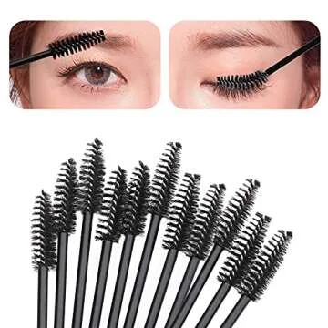 Tbestmax 400 Spoolies Mascara Wand and Lip Brush Disposable Lash Brushes for Eyelash Extensions, Lipstick Lip Gloss Wands Applicator Tool (Black)