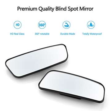 Blind Spot Mirror for Cars LIBERRWAY Car Side Mirror Blind Spot Auto Blind Spot Mirrors Wide Angle Mirror Convex Rear View Mirror Stick on Design Adjustable