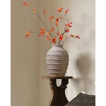 Kokrose Terracotta Vase, White Grey Rustic Farmhouse Decor, Vintage Large Pottery Clay Vase, Ceramic...