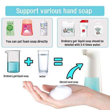 LAOPAO Soap Dispenser, Automatic Foaming Soap Dispenser Hand Free Countertop Soap Dispensers Xmas Gift Touchless Soap Pump Dish Soap Dispenser for Kitchen & Bathroom Blue