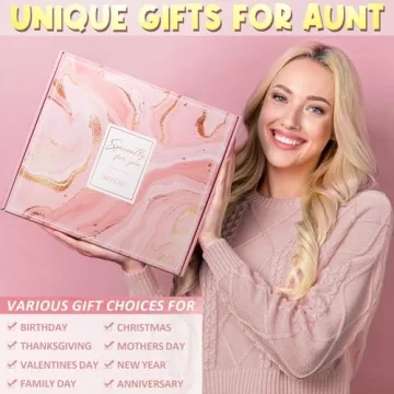 Aunt Gifts for Auntie from Niece Nephew, Aunt Christmas Gifts for Auntie, Best Aunt Ever Gifts Unique Aunt Birthday Gifts Basket for Auntie, Christmas Gifts for Auntie Women w/Canvas Tote Bag Tumbler