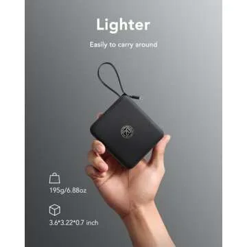 VRURC Portable Charger with Built-in Cable, 10000mAh 22.5W Fast Charging USB C Battery Pack, Cell Phone Power Bank for iPhone 16 15 14 Samsung Galaxy S24 S23 Series Android Tablet, Black(1 Pack)