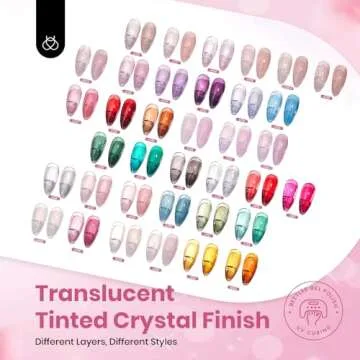 beetles Gel Polish 53 PCS Gel Nail Polish Set, 36 Colors Jelly Pink Milky with Base Coat Glitter Top Matte & Stars Top Coat Red Crystal Ice Collection DIY at Home Nails Salon Gifts for Her