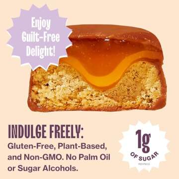 Whims Oat Milk Chocolate Caramel Cookie Bar - Low Sugar High Protein Snack, 1g Sugar, Non-GMO, Keto-Friendly, Low Carb, Vegan, Gluten-Free - Perfect Healthy Treat for On-The-Go, 3.5oz 1 Bag