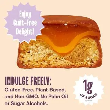 Whims Oat Milk Chocolate Caramel Cookie Bar - Low Sugar High Protein Snack, 1g Sugar, Non-GMO, Keto-Friendly, Low Carb, Vegan, Gluten-Free - Perfect Healthy Treat for On-The-Go, 3.5oz 1 Bag