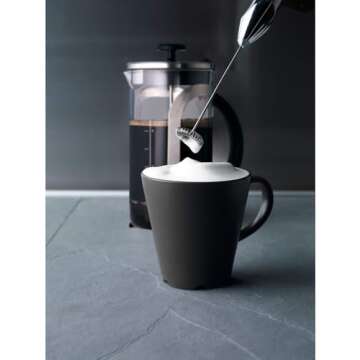 Aerolatte Steam-Free Milk Frother, Polished-Chrome Finish,18/8 Stainless Steel Whisk, BPA-Free Plastic Housing, Batteries Include