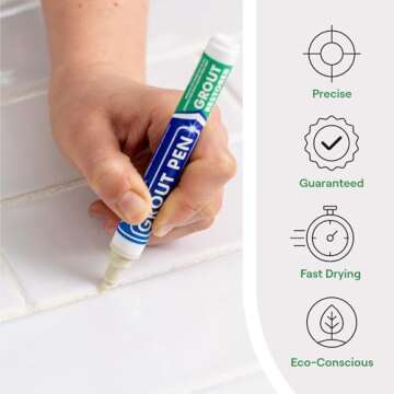 Grout Pen Ivory Tile Paint Marker: Waterproof Grout Paint, Colorant & Sealer Pen - 5mm Tip (7mL)
