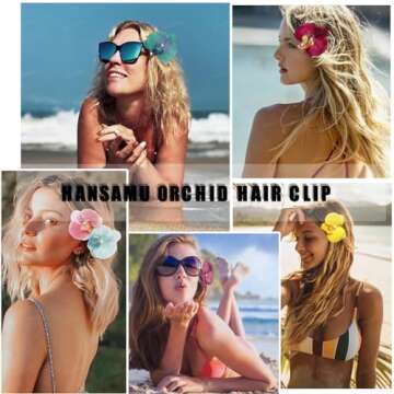 Vibrant Orchid Flower Hair Clips for Beach Weddings
