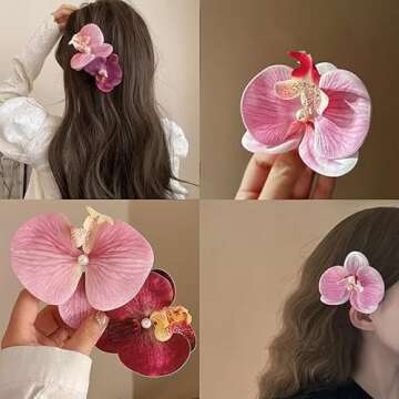 Vibrant Orchid Flower Hair Clips for Beach Weddings