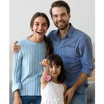 AuPra Eye Lashes Heart Women KeyRing Gift Lady Girl Crystal Love Bag Clip KeyChain Mum Tassel Rhinestone Keys Present, Pink, Large