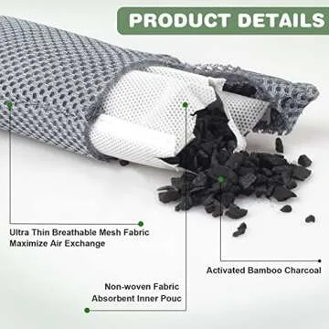 Marsheepy 6 Pack Shoe Odor Eliminator Bags, Boxing Glove Deodorizer, Absorbs Stink and Moisture, Grey Stick Odor Absorbers for Shoes, Gloves, and Sports Gear