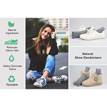 Marsheepy 6 Pack Shoe Odor Eliminator Bags, Boxing Glove Deodorizer, Absorbs Stink and Moisture, Grey Stick Odor Absorbers for Shoes, Gloves, and Sports Gear