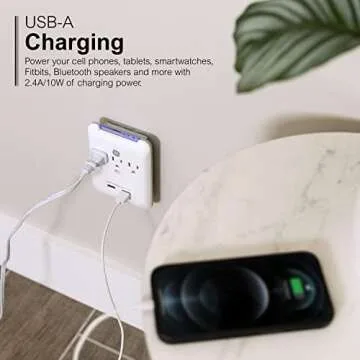 GE 3-Outlet Extender with USB Ports, Surge Protector
