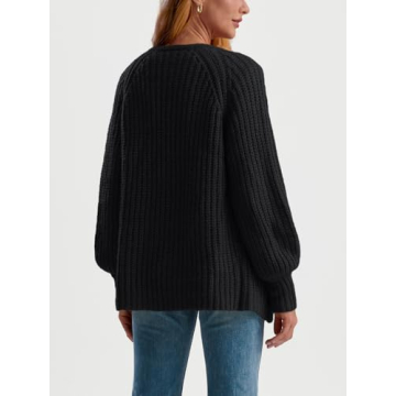 LILLUSORY Chunky Cardigan Sweaters for Women Cable Knit Cardigans Ladies Trendy Sweater Jackets Oversized Cashmere 2024 Fall Long Coat Cute Outfits Fashion Winter Clothes Black L