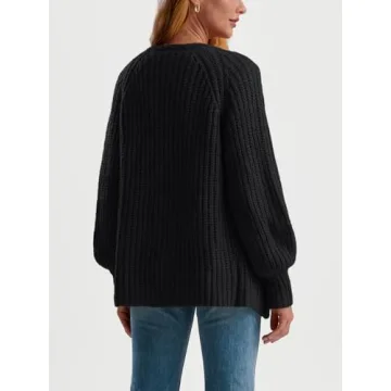 LILLUSORY Chunky Cardigan Sweaters for Women Cable Knit Cardigans Ladies Trendy Sweater Jackets Oversized Cashmere 2024 Fall Long Coat Cute Outfits Fashion Winter Clothes Black L